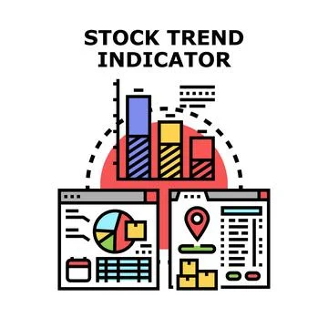 Stock trend indicator analyzing market data charts Stock Illustration