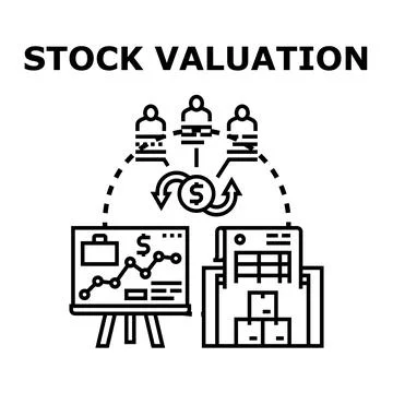 Stock valuation process analyzing market investment data Stock Illustration