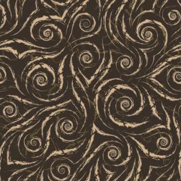 Stock vector beige seamless pattern.Abstract texture from torn lines on brown Stock Illustration
