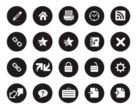 Stock Vector black rounded web and office icons, high resolution files. Illustrazione stock