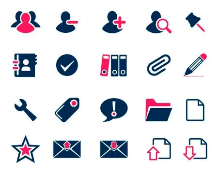 Stock Vector blue pink web and office icons in high resolution. Stock Illustration