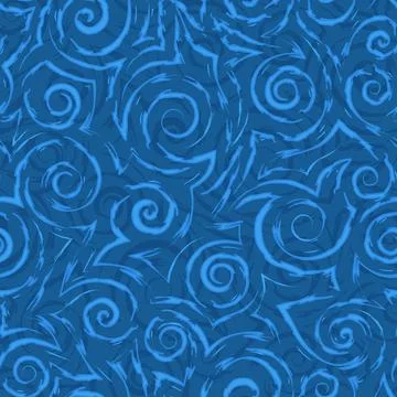 Stock vector blue seamless pattern of spirals and waves.Stock vector seamless Illustrazione stock