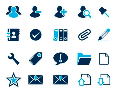 Stock Vector blue web and office icons in high resolution. Stock Illustration
