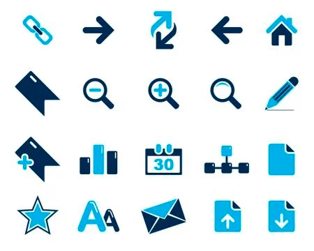 Stock Vector blue web and office icons in high resolution. Stock Illustration