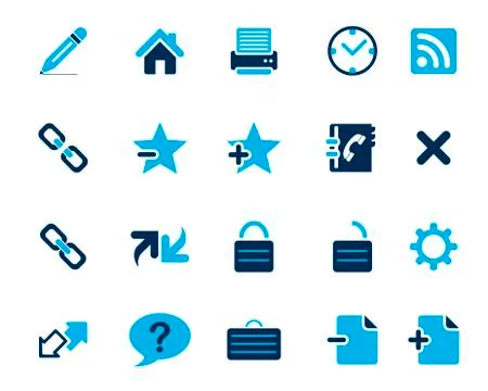 Stock Vector blue web and office icons in high resolution. Stock Illustration