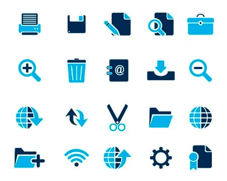 Stock Vector blue web and office icons in high resolution. Illustrazione stock