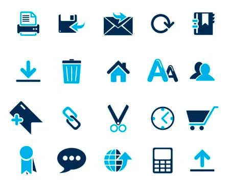 Stock Vector blue web and office icons in high resolution. Illustrazione stock