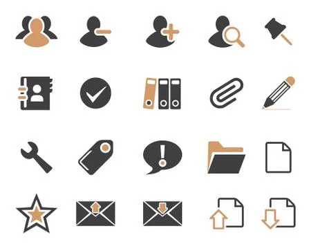 Stock Vector brown grey combination web and office icons in high resolution. Stock Illustration