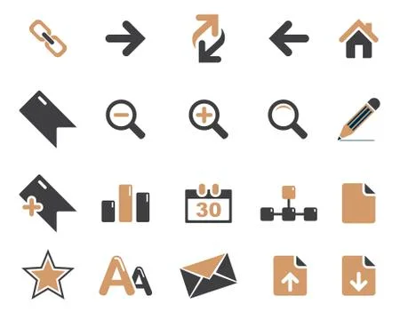 Stock Vector brown grey combination web and office icons in high resolution. Stock Illustration