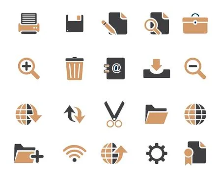 Stock Vector brown grey combination web and office icons in high resolution. Stock-Illustration
