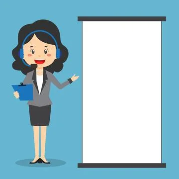 Stock Vector Call Center with Blank Board Stock Illustration