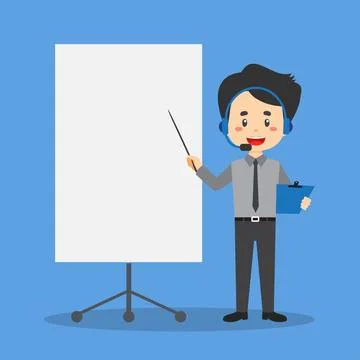Stock Vector Call Center with Blank Board Stock Illustration