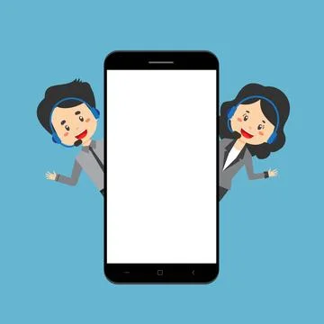 Stock Vector Call Center with Blank Handphone Stock Illustration