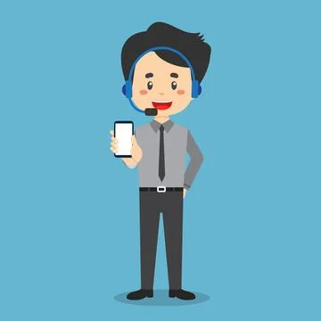 Stock Vector Call Center Hold The Phone Stock Illustration