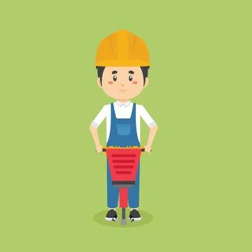 Stock Vector Construction Workers with Activities Stock Illustration