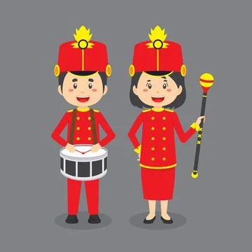 Stock Vector Couple Character Marching Band Stock Illustration