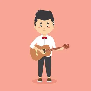 Stock Vector Cute Character Playing Guitar Stock Illustration