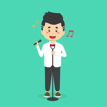 Stock Vector Cute Singer Character Stock Illustration