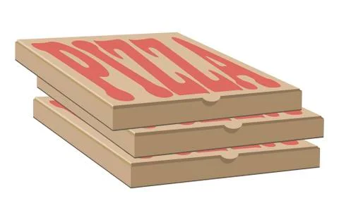 Stock vector design of three boxes for pizza. Box with layout elements. Craft Stockillustratie