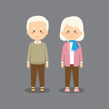 Stock Vector Elderly Couple Character Stock Illustration