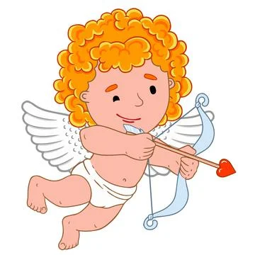 Stock Vector Graphics little cute angel shoots with bow arrow. Valentine's Da Stock Illustration