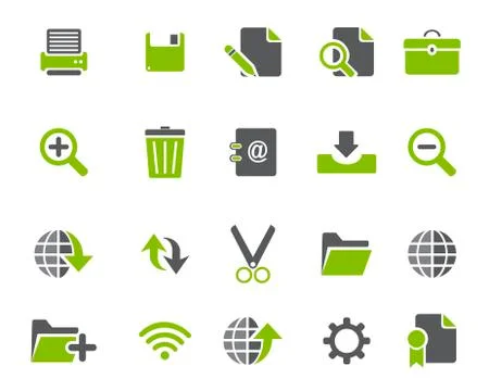 Stock Vector green grey web and office icons in high resolution. Illustrazione stock