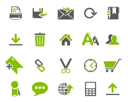 Stock Vector green grey web and office icons in high resolution. Stock Illustration