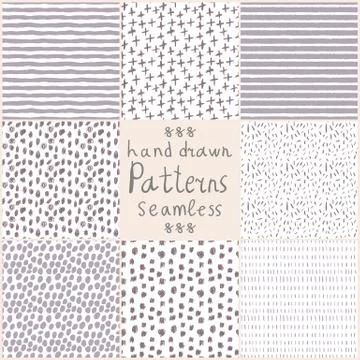 Stock Vector hand drawn seamless patterns 스톡 일러스트