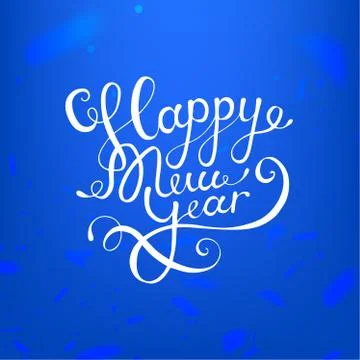 Stock vector illustration calligraphic text Happy New Year lettering design card Stock Illustration