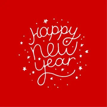Stock vector illustration calligraphic text Happy New Year lettering design card Stock Illustration