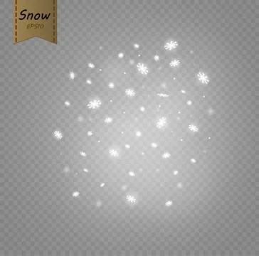 Stock vector illustration falling snow. Snowflakes, snowfall. Transparent Stock Illustration