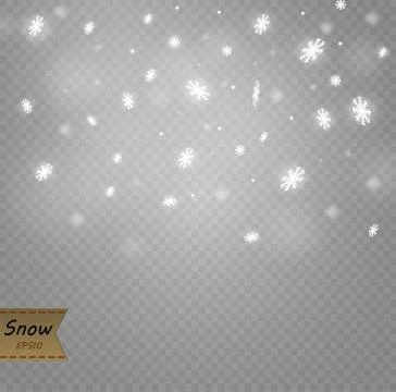 Stock vector illustration falling snow. Snowflakes, snowfall. Transparent Stock Illustration