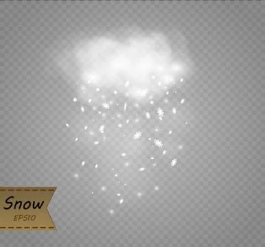 Stock vector illustration falling snow. Snowflakes, snowfall. Transparent Stock Illustration