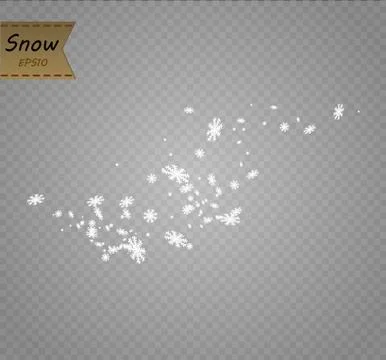 Stock vector illustration falling snow. Snowflakes, snowfall. Transparent Stock Illustration