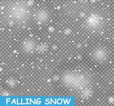 Stock vector illustration falling snow. Snowflakes, snowfall. Transparent Stock Illustration