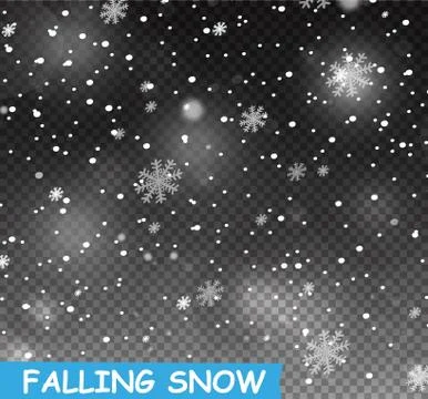 Stock vector illustration falling snow. Snowflakes, snowfall. Transparent Stock Illustration
