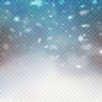 Stock vector illustration falling snow. Snowflakes, snowfall. Transparent Stock Illustration
