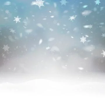 Stock vector illustration falling snow. Snowflakes, snowfall, snowdrift. Blurred Stock Illustration
