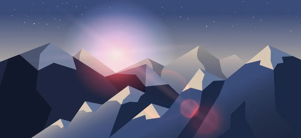 Stock vector illustration horizontal background mountain landscape in flat style Stock Illustration