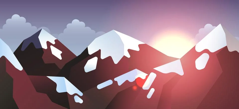 Stock vector illustration horizontal background mountain landscape in flat style Stock Illustration