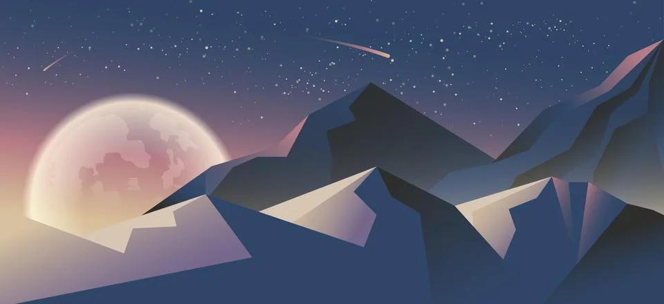 Stock vector illustration horizontal background mountain landscape in flat style Stock Illustration