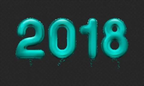Stock vector illustration realistic 3D turquoise numbers balloons 2018 Isolated Illustrazione stock