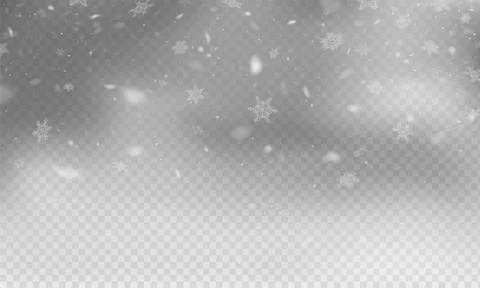 Stock vector illustration realistic falling snow. Snowflakes, snowfall, winter, Stock Illustration