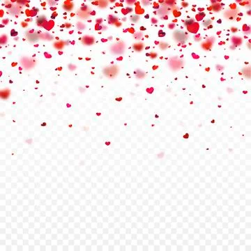 Stock vector illustration realistic falling shiny red hearts isolated on a Stock Illustration
