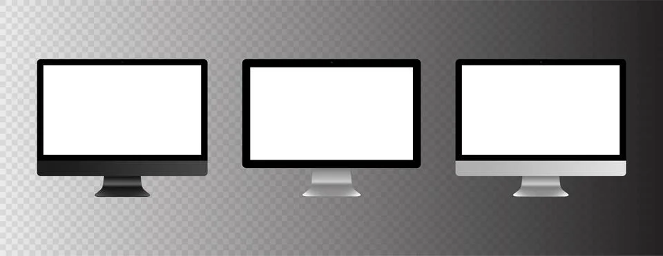 Stock vector illustration realistic set personal professional desktop computer, Illustrazione stock