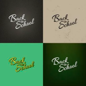 Stock vector illustration set calligraphy Back to School. Four backgrounds. EPS Stock Illustration