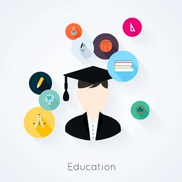 Stock Vector Illustration:.Education concept flat icons set infographics desi Illustrazione stock