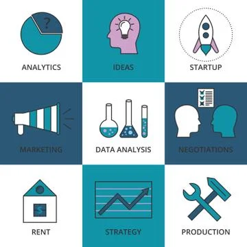 Stock Vector Linear icon Business Development Illustrazione stock