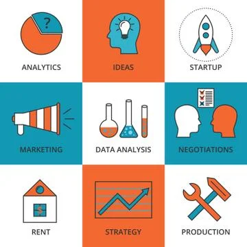 Stock Vector Linear icon Business Development Illustrazione stock