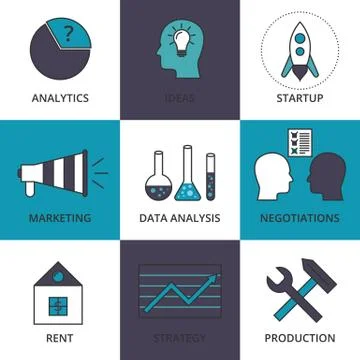 Stock Vector Linear icon Business Development Stock Illustration